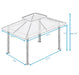 Technical diagram of the 11x14 Paragon Outdoor Kingsbury Soft Top Gazebo, indicating the dimensions and height of the structure