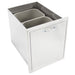 An outdoor kitchen cabinet with a Blaze Grills Roll Out Double Trash/Recycle Drawer for convenient outdoor clean-up.