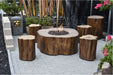 Elementi Fire Table - Redwood with wood chairs
